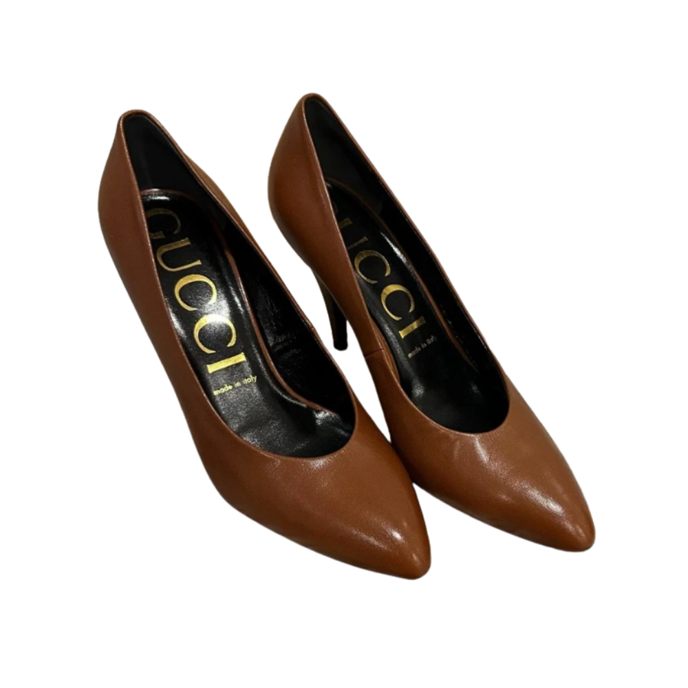 vintage gucci chocolate brown pumps