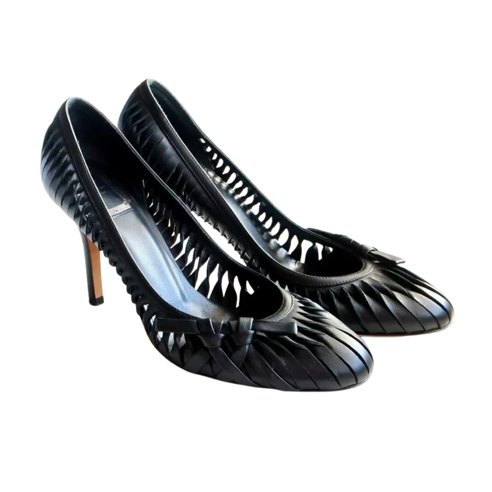 vintage dior leather cut out pumps