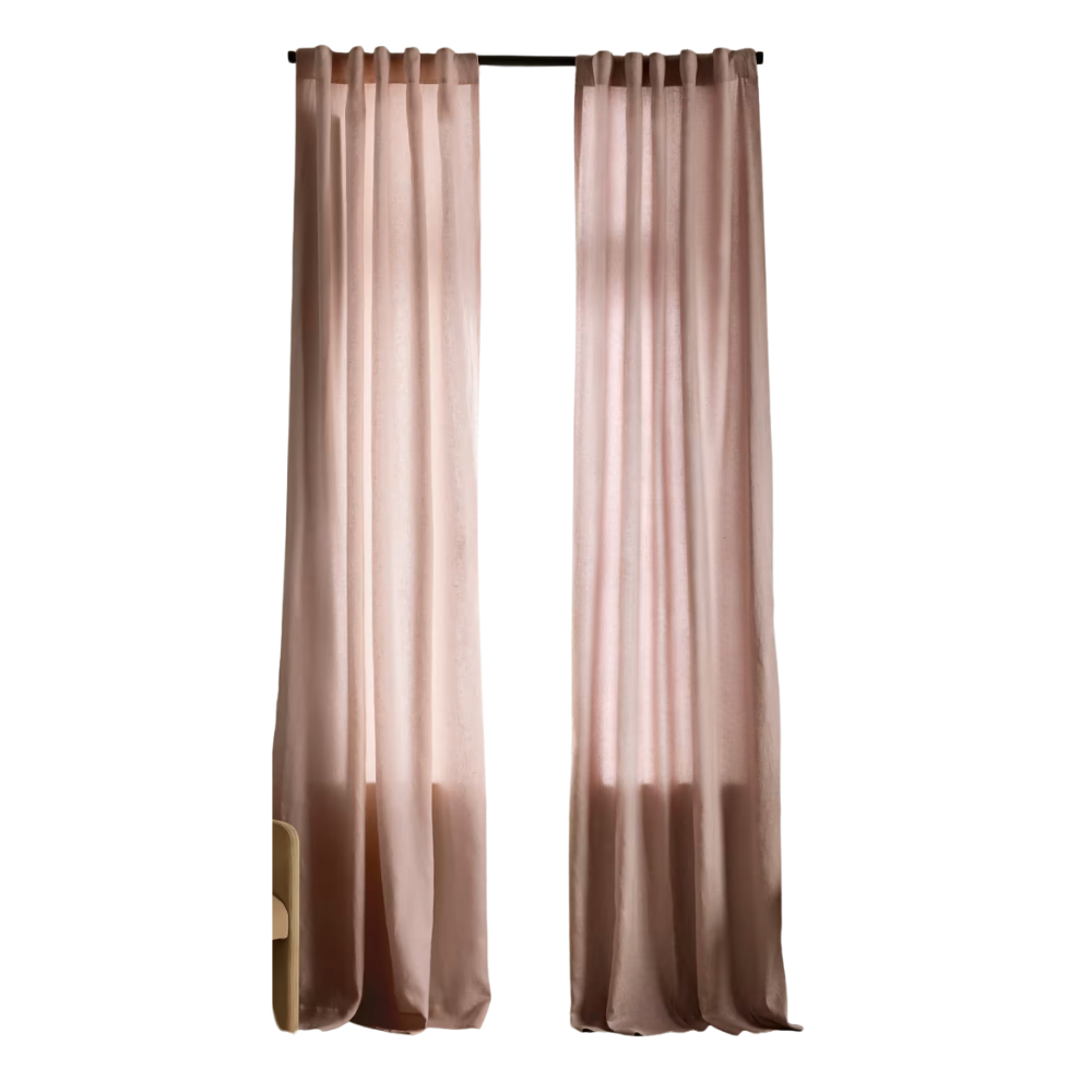 dusty pink linen curtains
