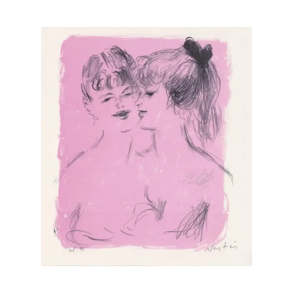 1950s pink lithograph
