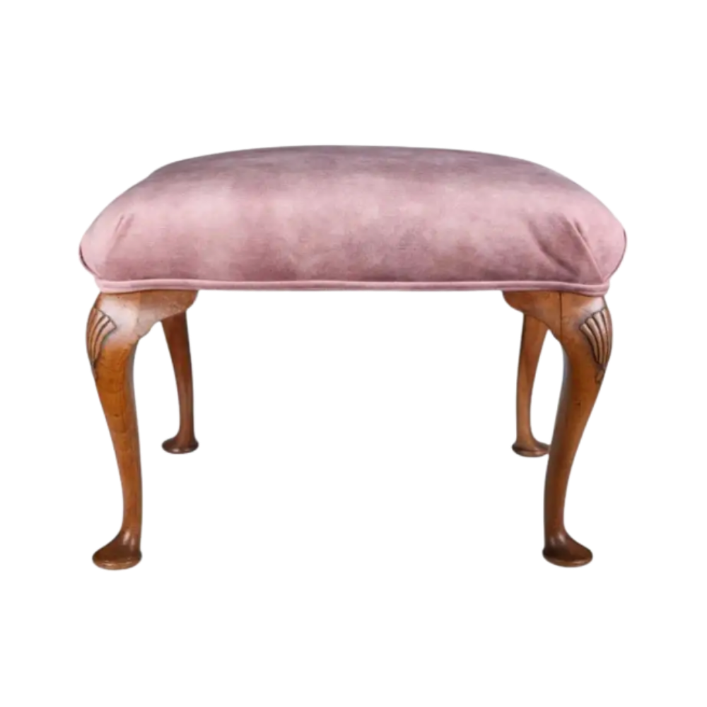 vtg pink velvet stool