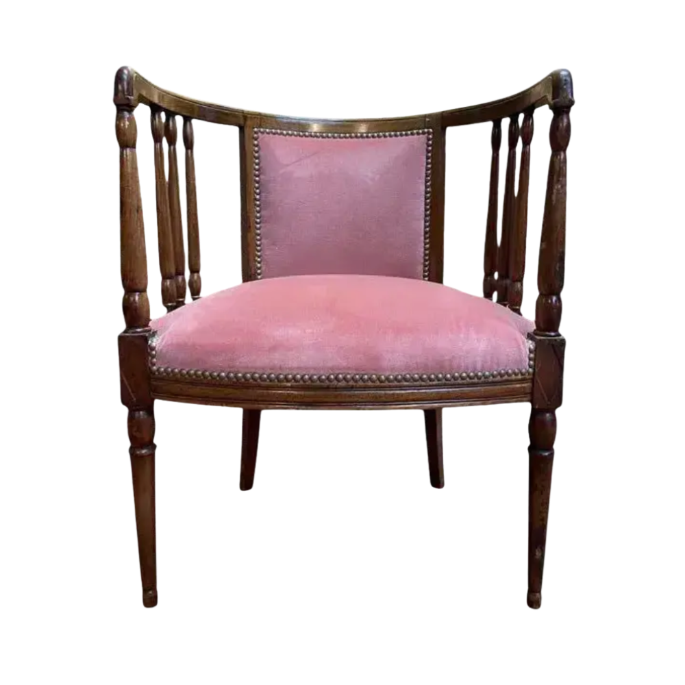 vtg English pink velvet chair