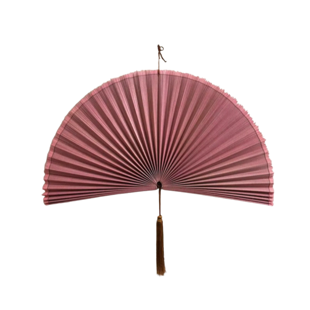 pink bamboo fan wall pendant