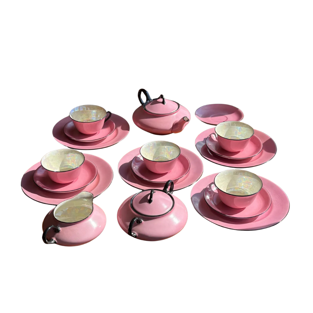 vtg hot pink tea set
