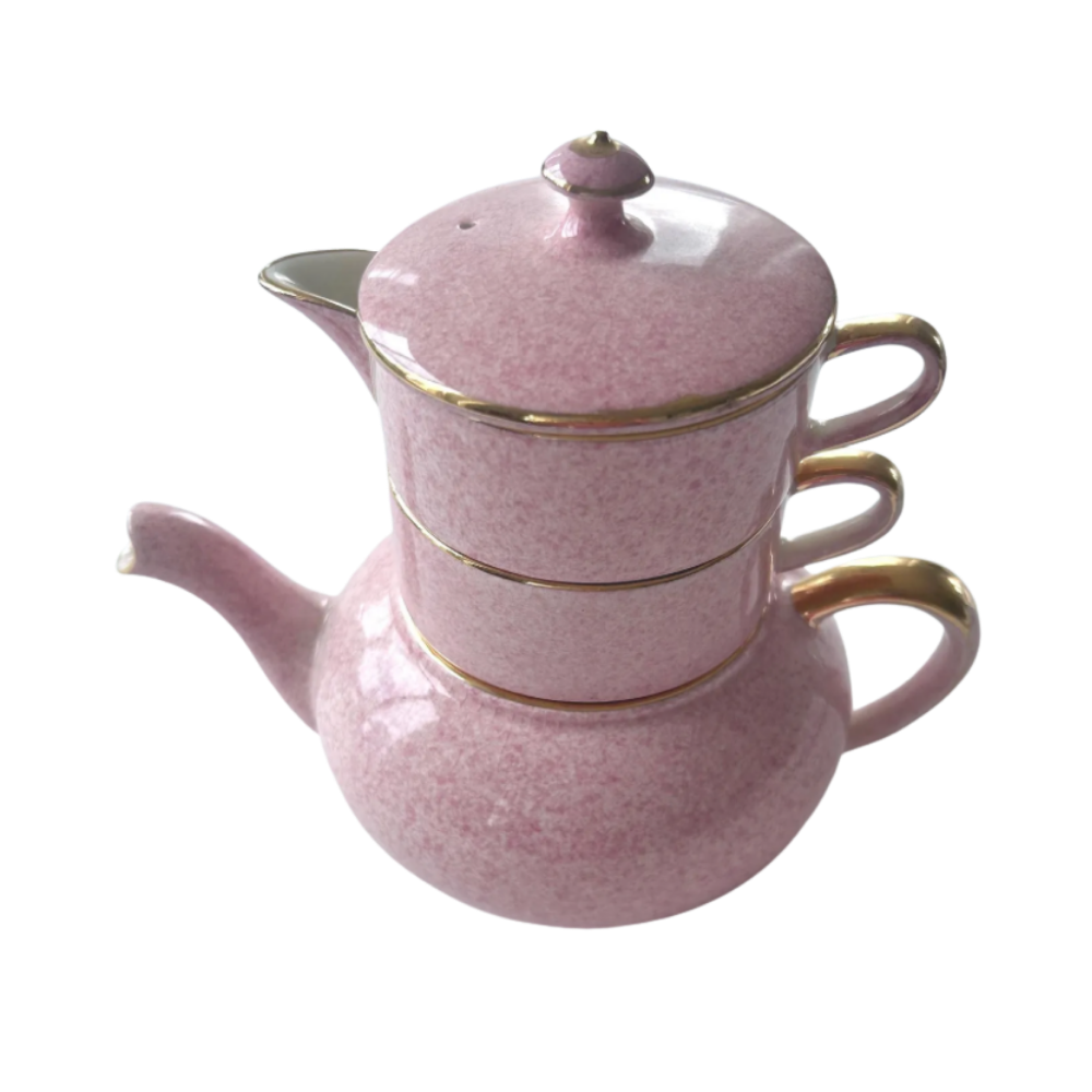 vtg stackable pink tea set