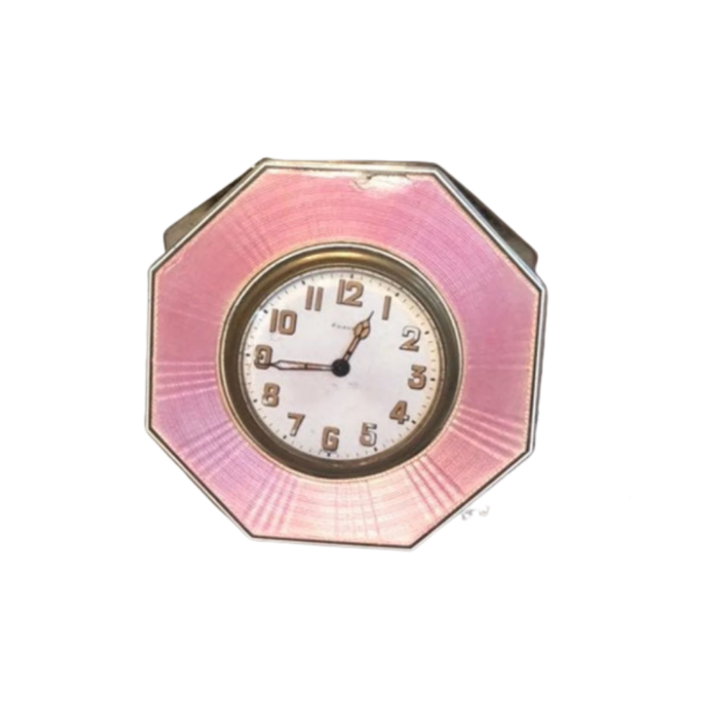 Antique enamel pink clock