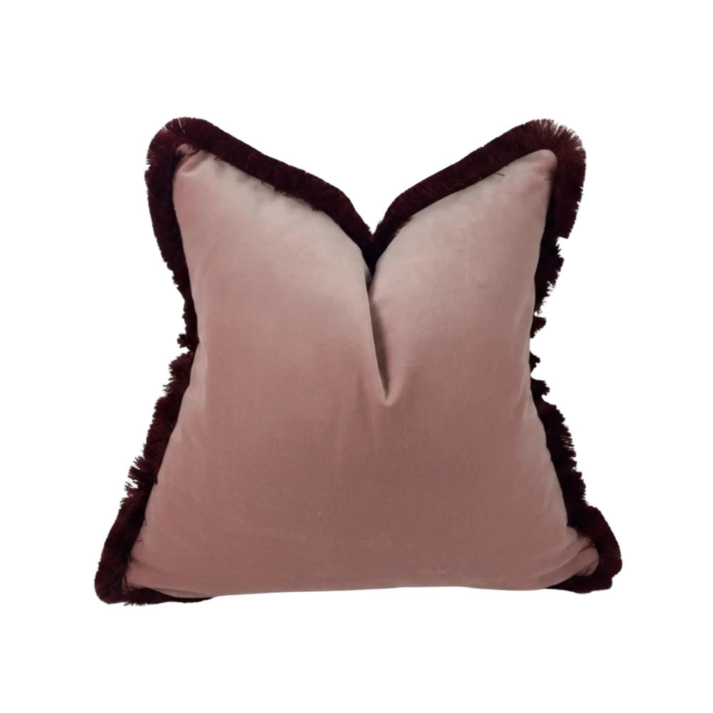 dusty pink &amp; fringe pillow