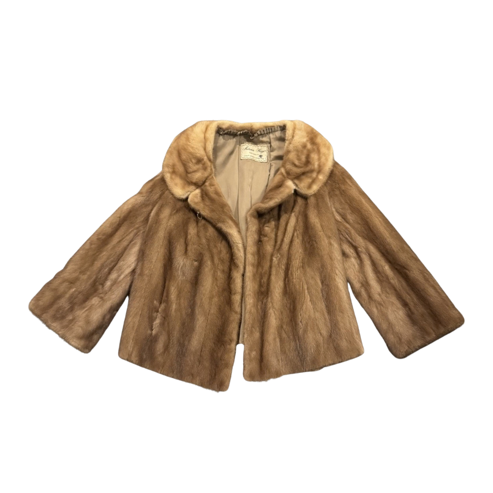 vtg tan mink fur coat
