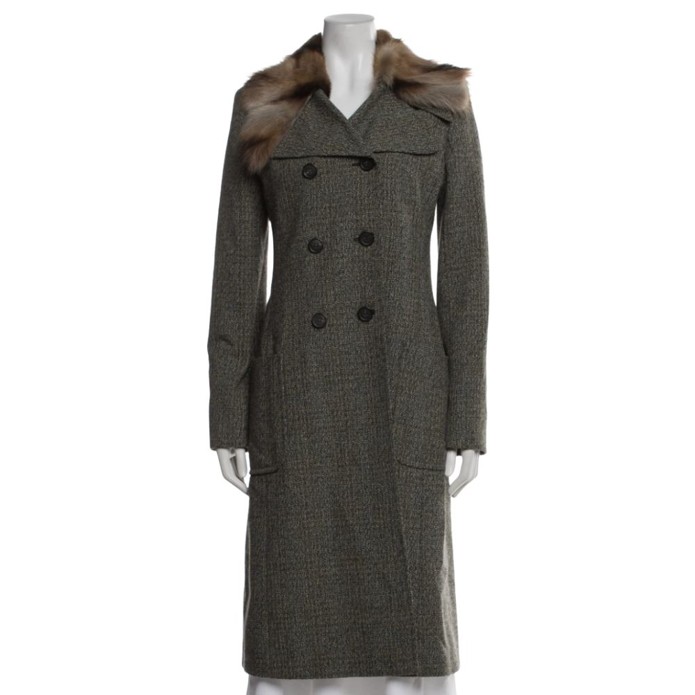 miu miu vtg tweed &amp; fur coat