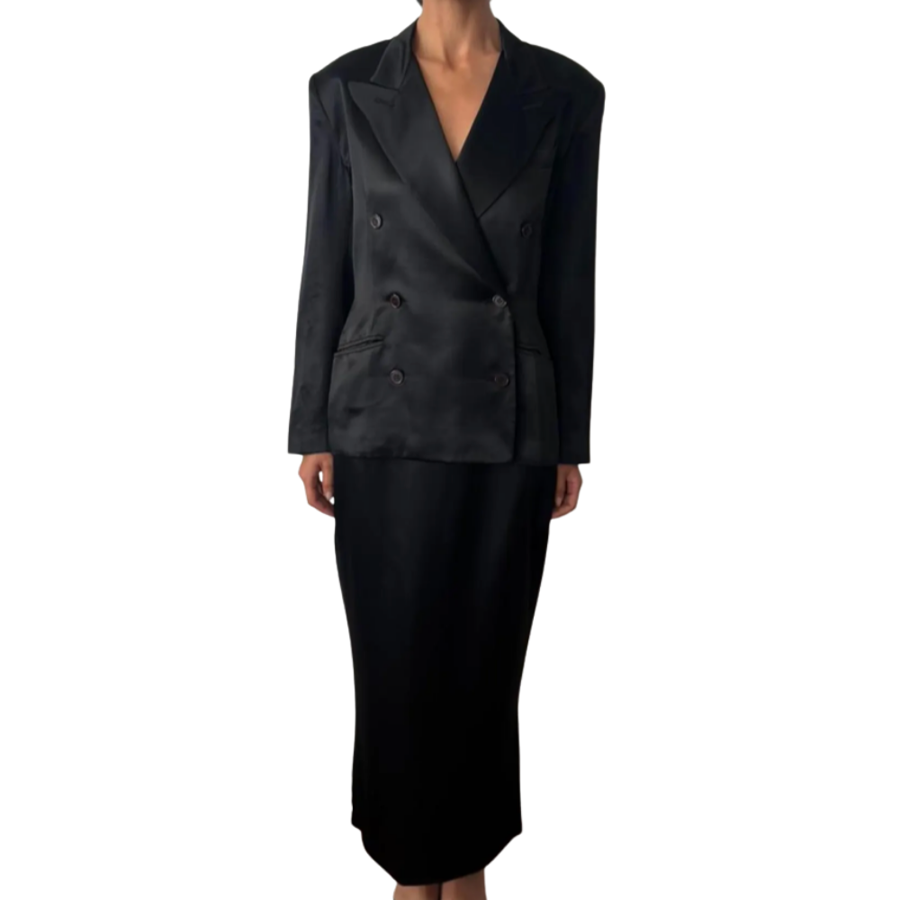 Norma Kamali 1990s Satin Suit set
