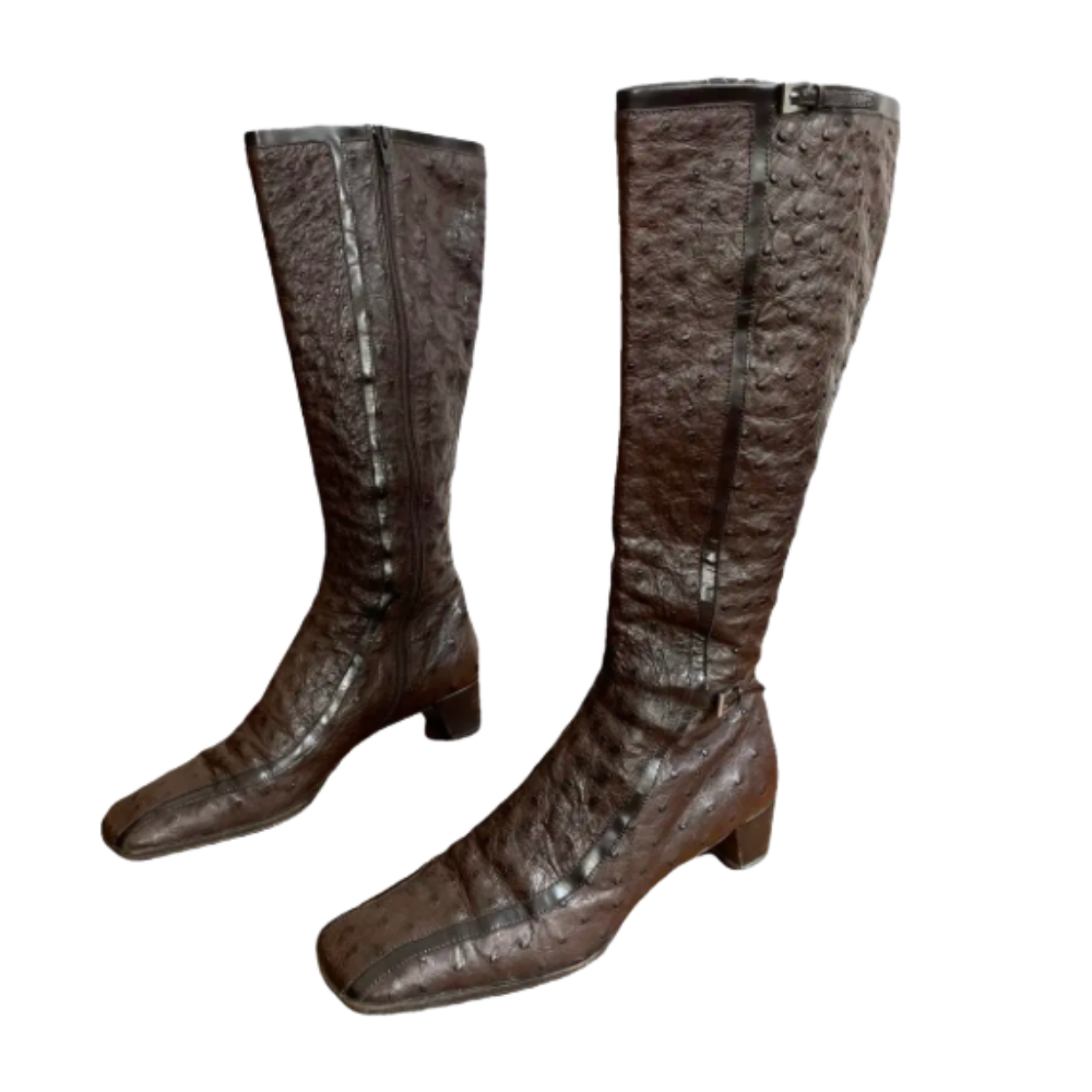 vintage Prada Ostrich riding boots