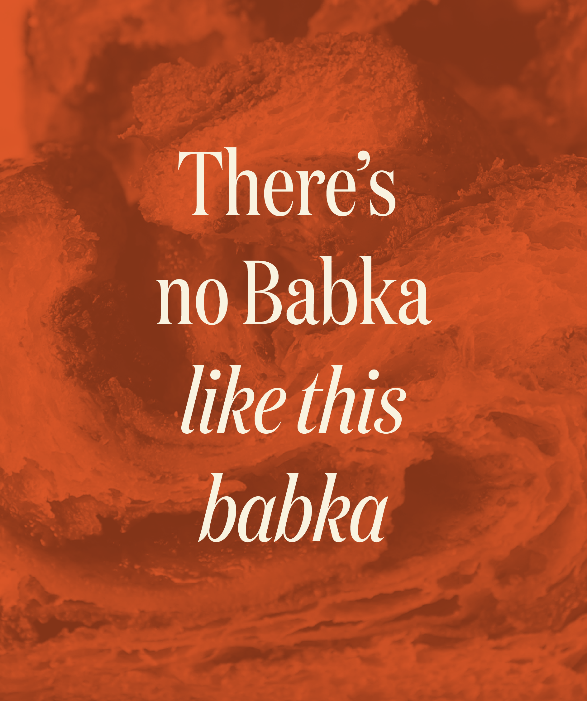 Text overlay on an image of babka, saying 'There's no Babka like this babka'