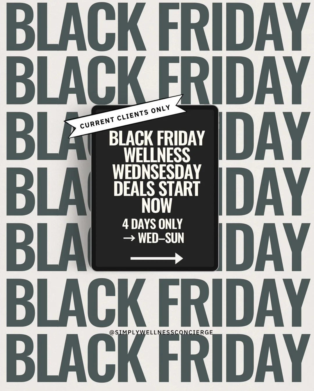 Black Friday came early for our wellness clients 🙌🏼👇🏼

From [Wednesday&ndash;Sunday], all vitamin injections are 2 for the price of 1.

A simple way to support your metabolism, energy, and recovery during the busiest week of the year.

Choose you