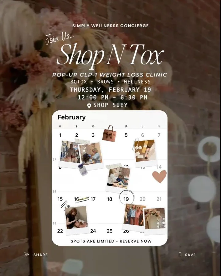 🫶🏼 You&rsquo;re invited to spend the afternoon with us at Shop N Tox &amp; Pop-Up GLP-1 Weight Loss Clinic - a feel-good mix of beauty, wellness, and a little retail therapy. 🛍️

Thursday, February 19
🕛 12:00 PM &ndash; 6:30 PM
📍 Shop Suey Bouti