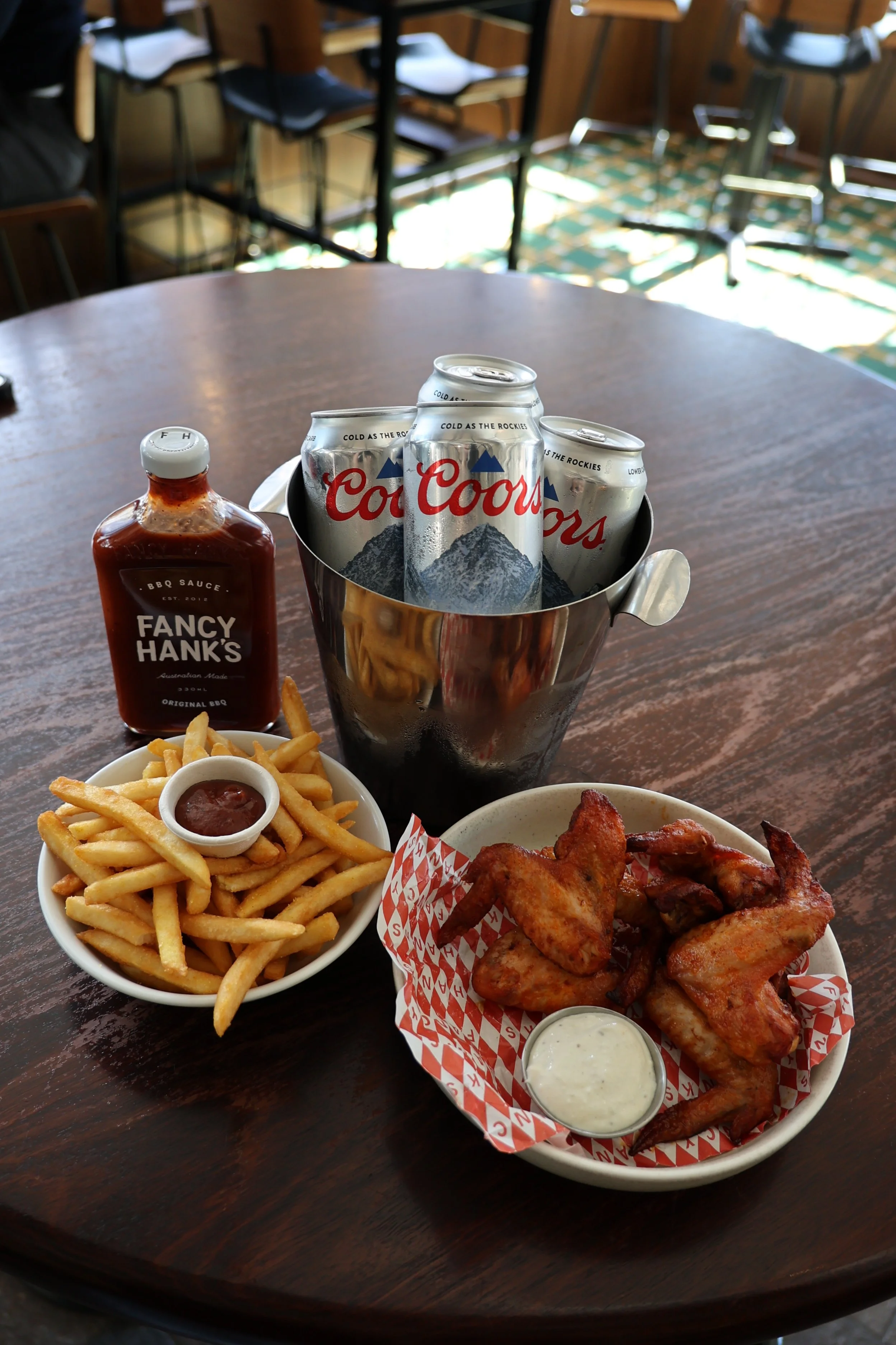 Fancy Hank's American BBQ spread on a table at Springrock