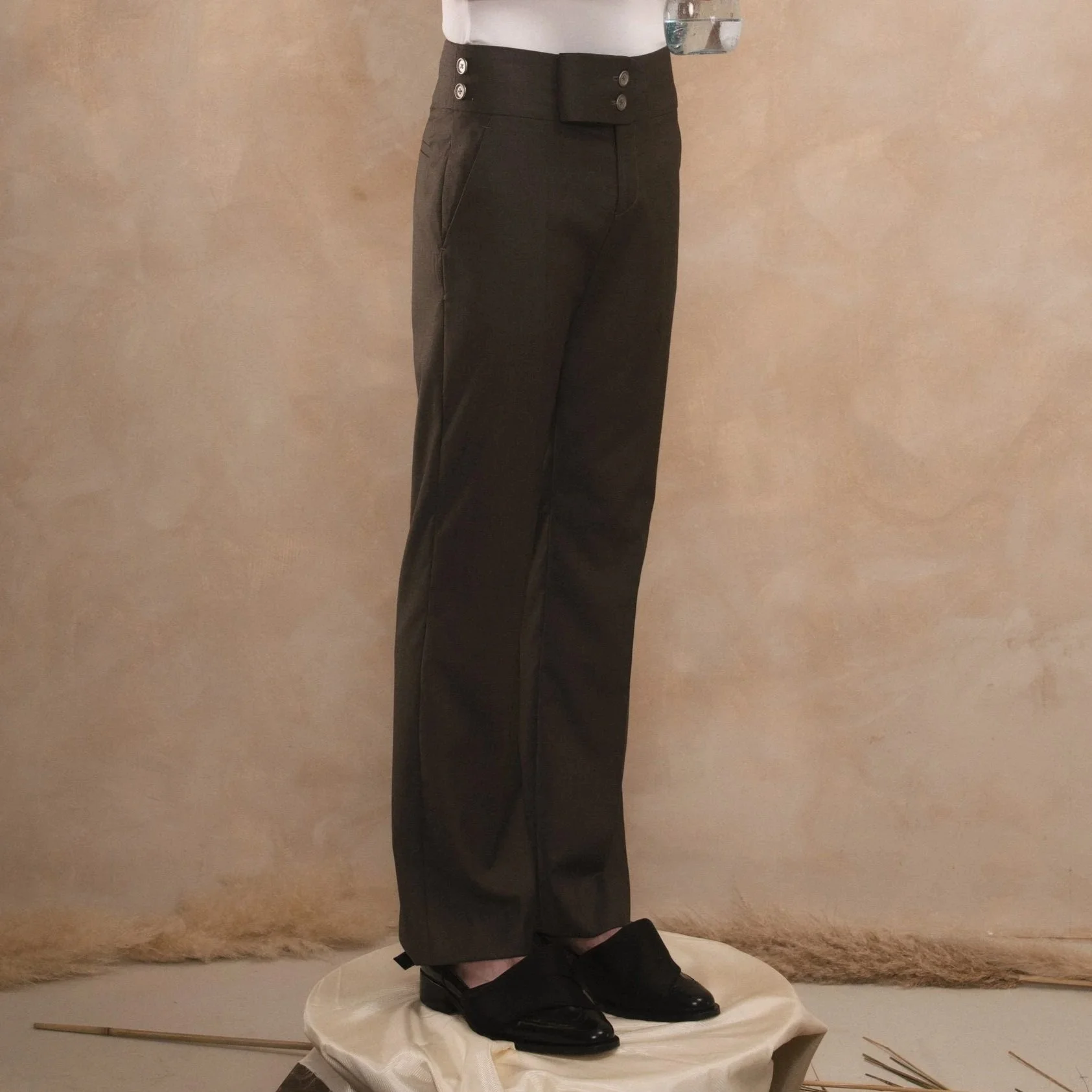 Wide-Belt Tailored Trousers
