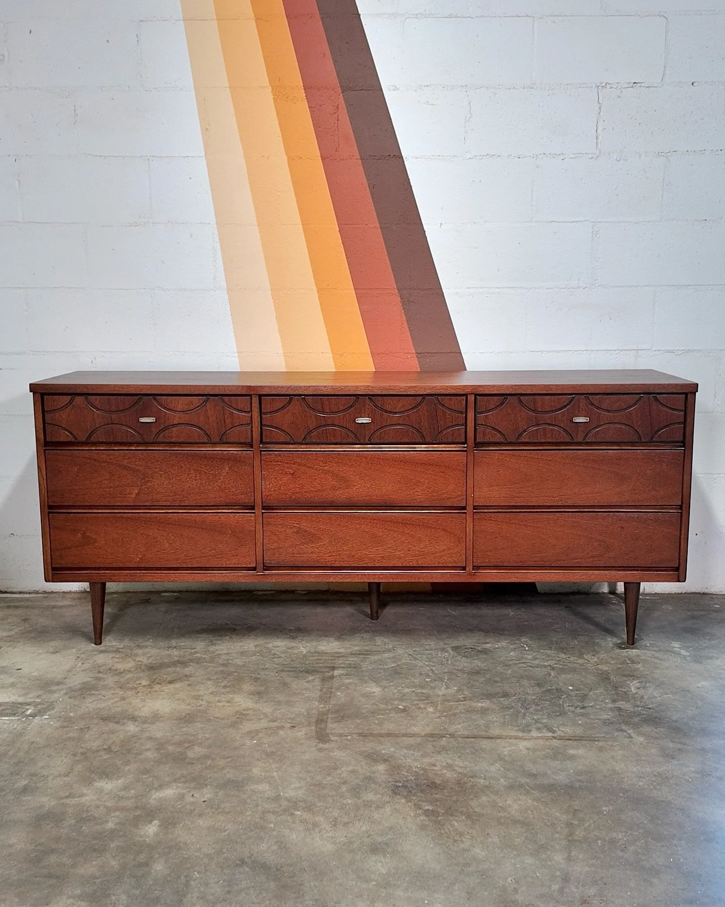 Bassett Triple Dresser [$965]
.
Dimensions: 72&rdquo;W x 30&rdquo;H x 18&rdquo;D
