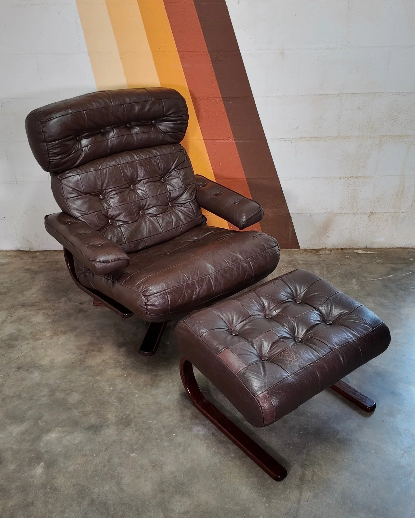 Danish Westnofa Style Lounge Chair &amp; Cantilever Ottoman [SOLD]