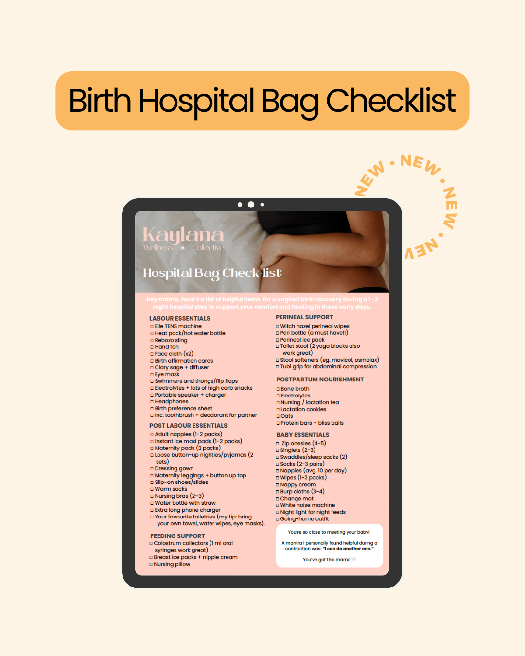 Birth Hospital Bag Checklist