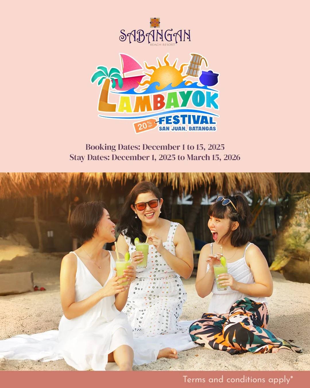 🎉 Celebrate the Spirit of San Juan!

Celebrate Batangue&ntilde;o heritage with a relaxing stay at Sabangan Beach Resort. Enjoy 20% off your booking, plus an extra 10% off for San Juan residents.

📅 Promo Period: Dec 1&ndash;15, 2025
🏖️ Stay Period