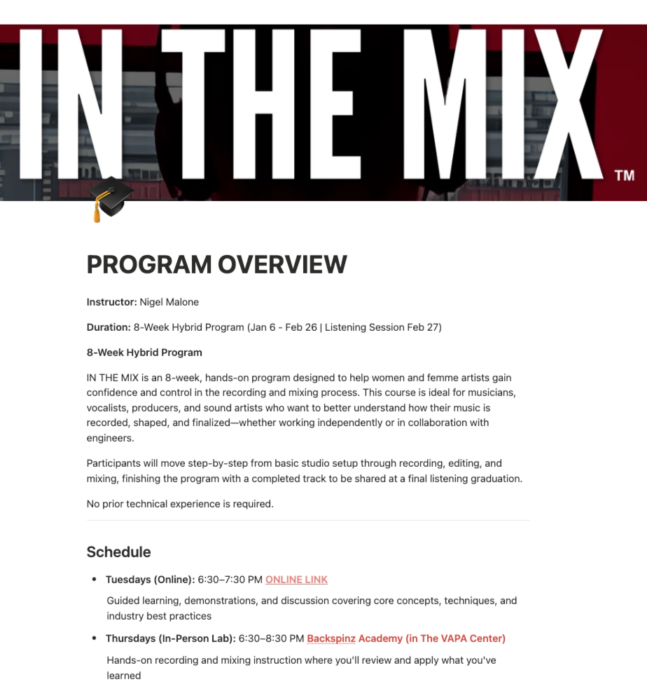 in the mix program overview screenshot