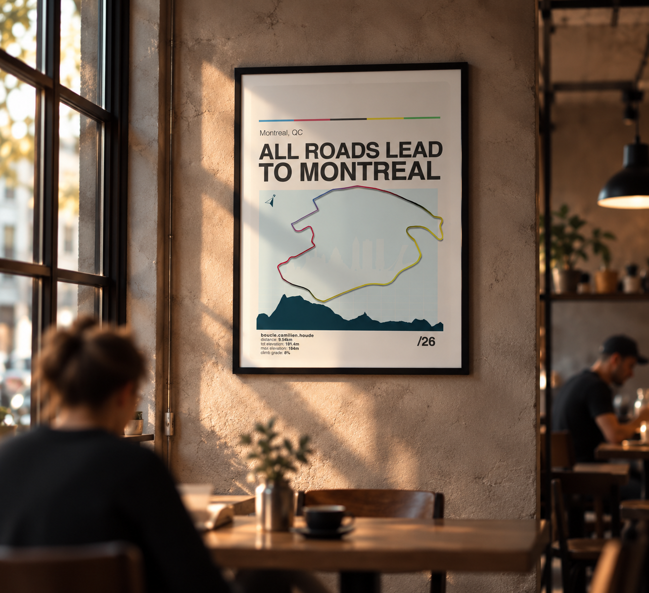 Cycling map of the iconic Camilien-Houde Loop on Mount Royal, Montreal, featuring the famous climb raced in the Grand Prix Cycliste de Montréal and 2026 UCI roads World championships