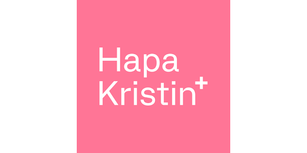 Pink square background with white text reading 'Hapa Kristin+'.