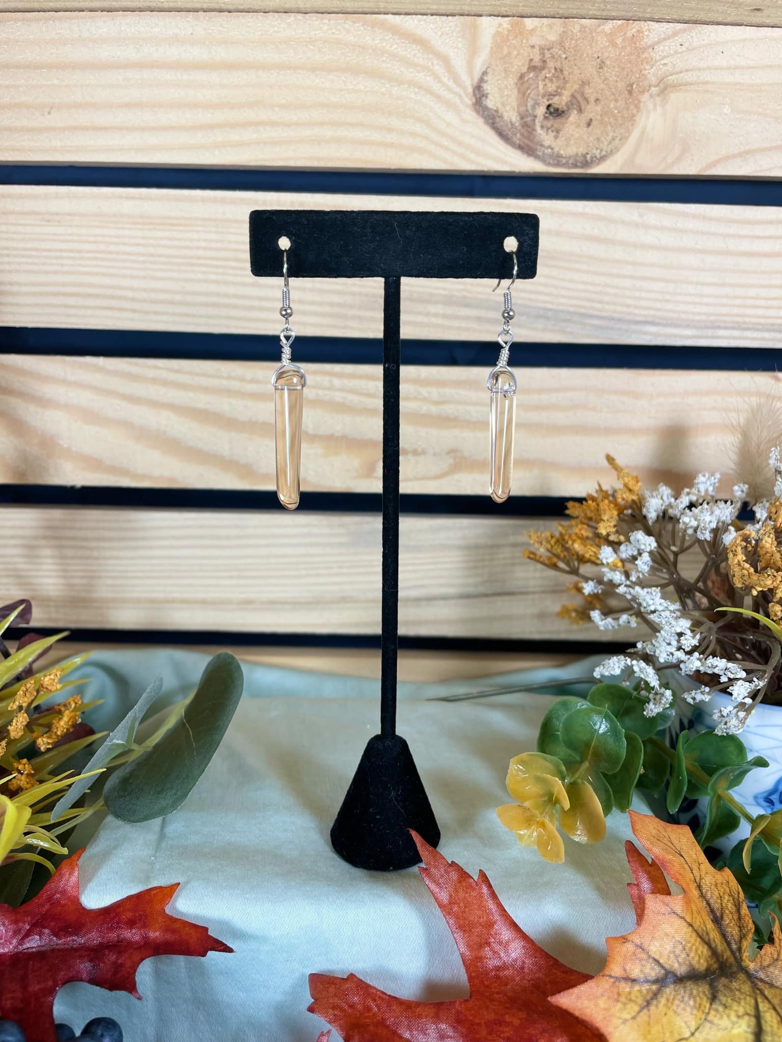 Titanium Coated Quartz Earrings