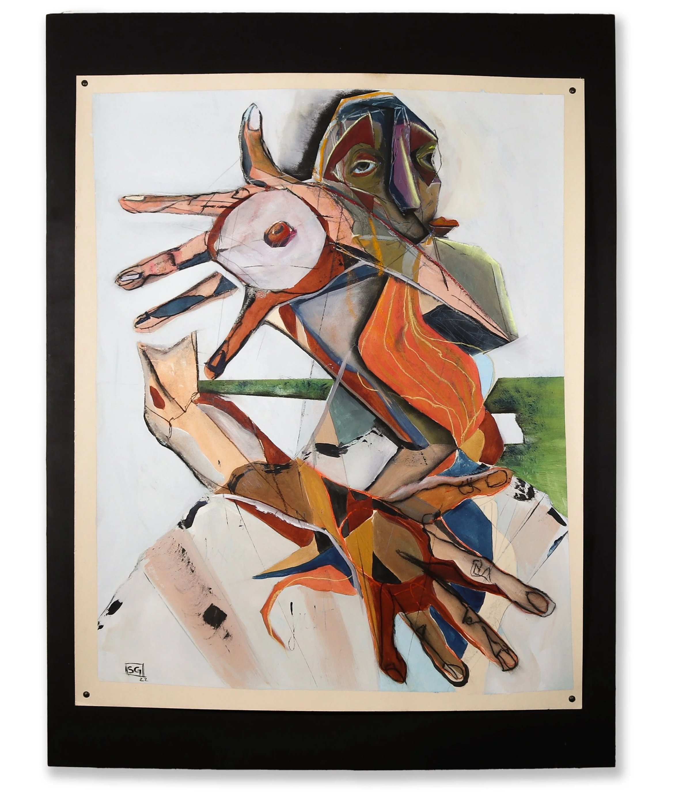 Venus Inpudica, 2022, acrylic, pastel, and charcoal on paper.
image: 38 x 301⁄2 in. (96.5 x 77.5 cm)
paper: 40 x 32 in. (101.6 x 81.28 cm)
frame: 48 x 36 in. (121.9 x 91.4 cm) 