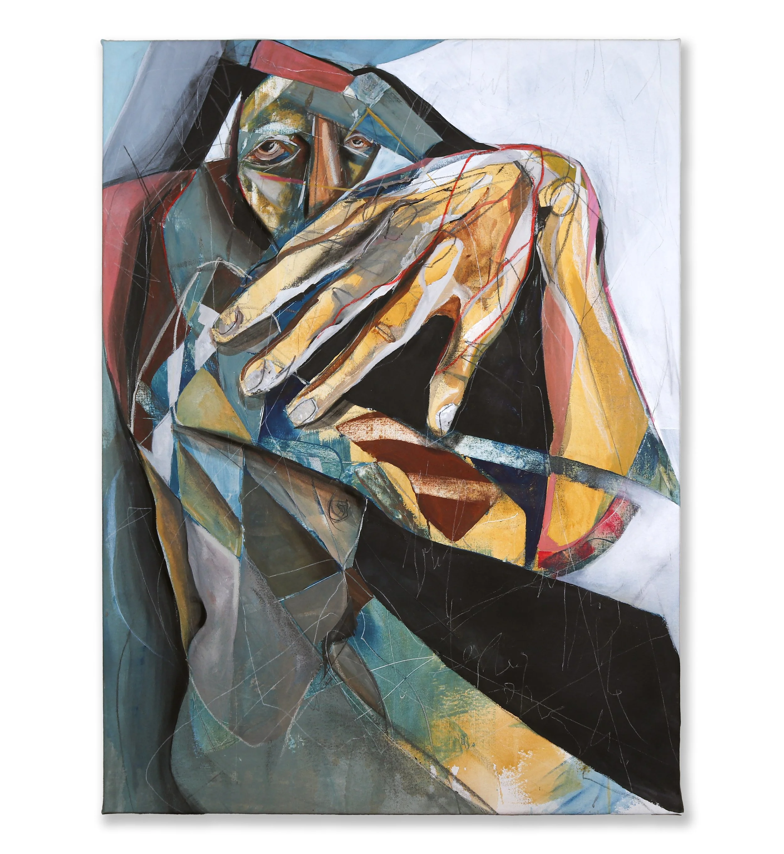 Portrait of a Man, 2022, acrylic and charcoal on canvas, 54 in. x 36 in.