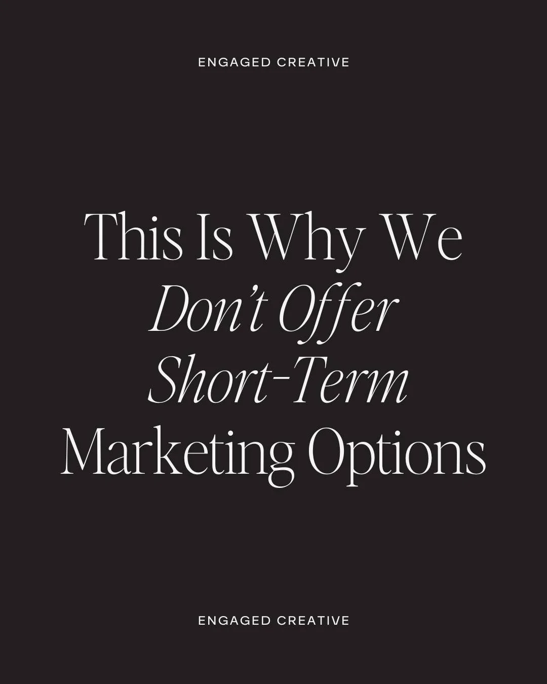 We are often asked why we don&rsquo;t offer short-term marketing packages and the answer is simple...

Because marketing doesn&rsquo;t work overnight.

Real growth takes time: time to understand your audience, refine your positioning, test content, a