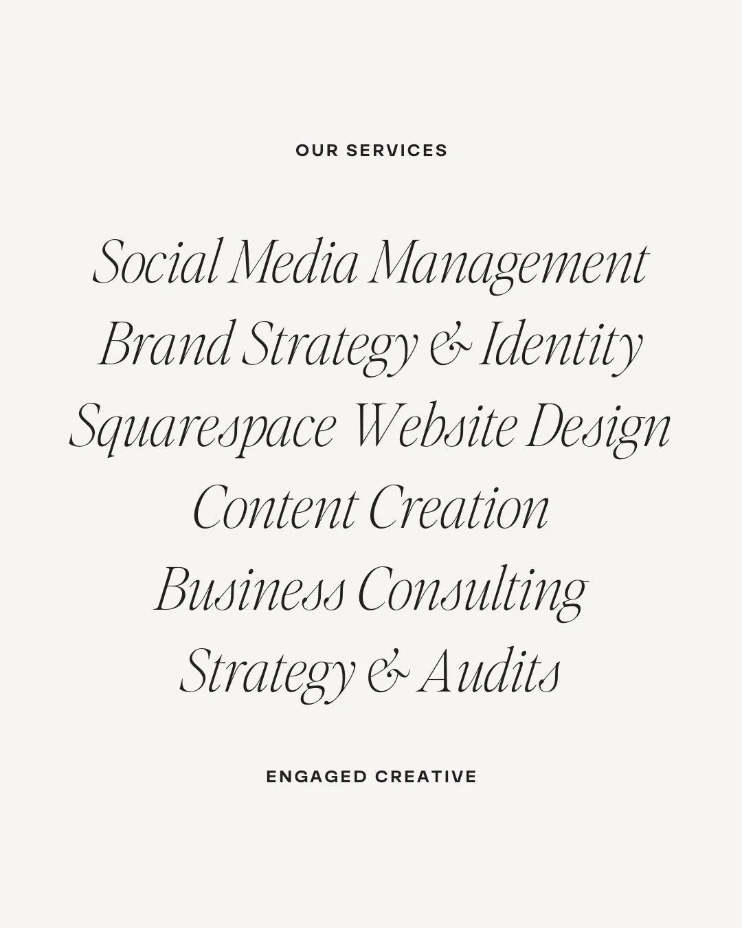 Interested in working with ENGAGED CREATIVE? 🤍

As marketing specialists in the wedding industry, we offer services including social media management, content creation, branding, website design, business consulting, and a self paced online marketing