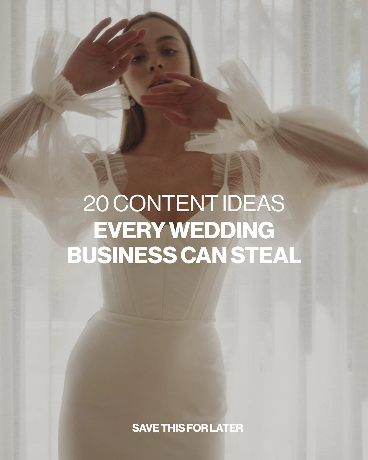 One of the biggest reasons wedding businesses stop posting?

They simply run out of ideas.

The truth is, your business is full of content, you just need to know where to look.

Save this list for the next time inspiration disappears. Better yet, cha