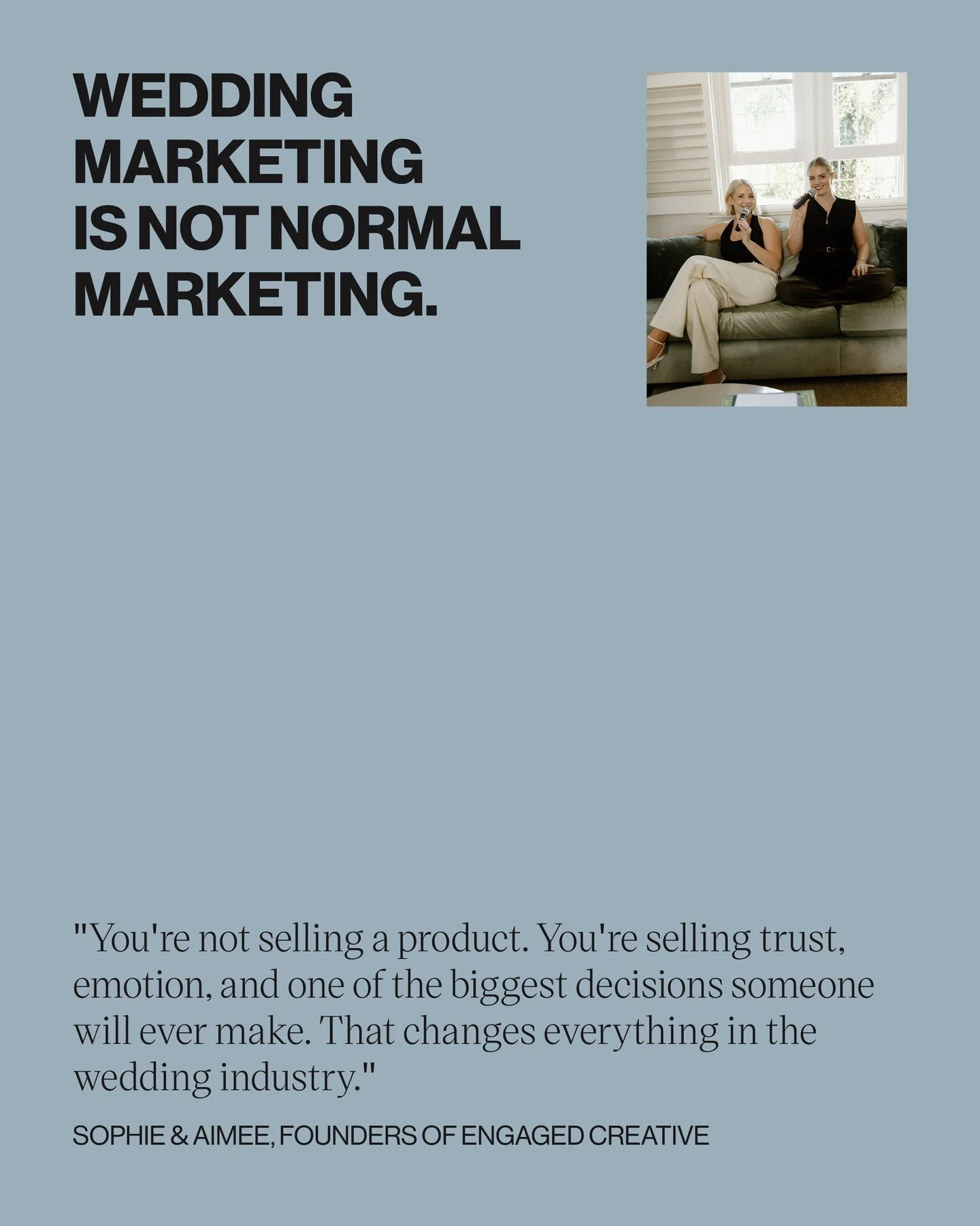Most marketing advice isn't built for what you're actually selling.

A generic template can sell a product. It can't sell the feeling of finding "the one" the dress, the venue, the photographer who is going to capture the one day you don't 