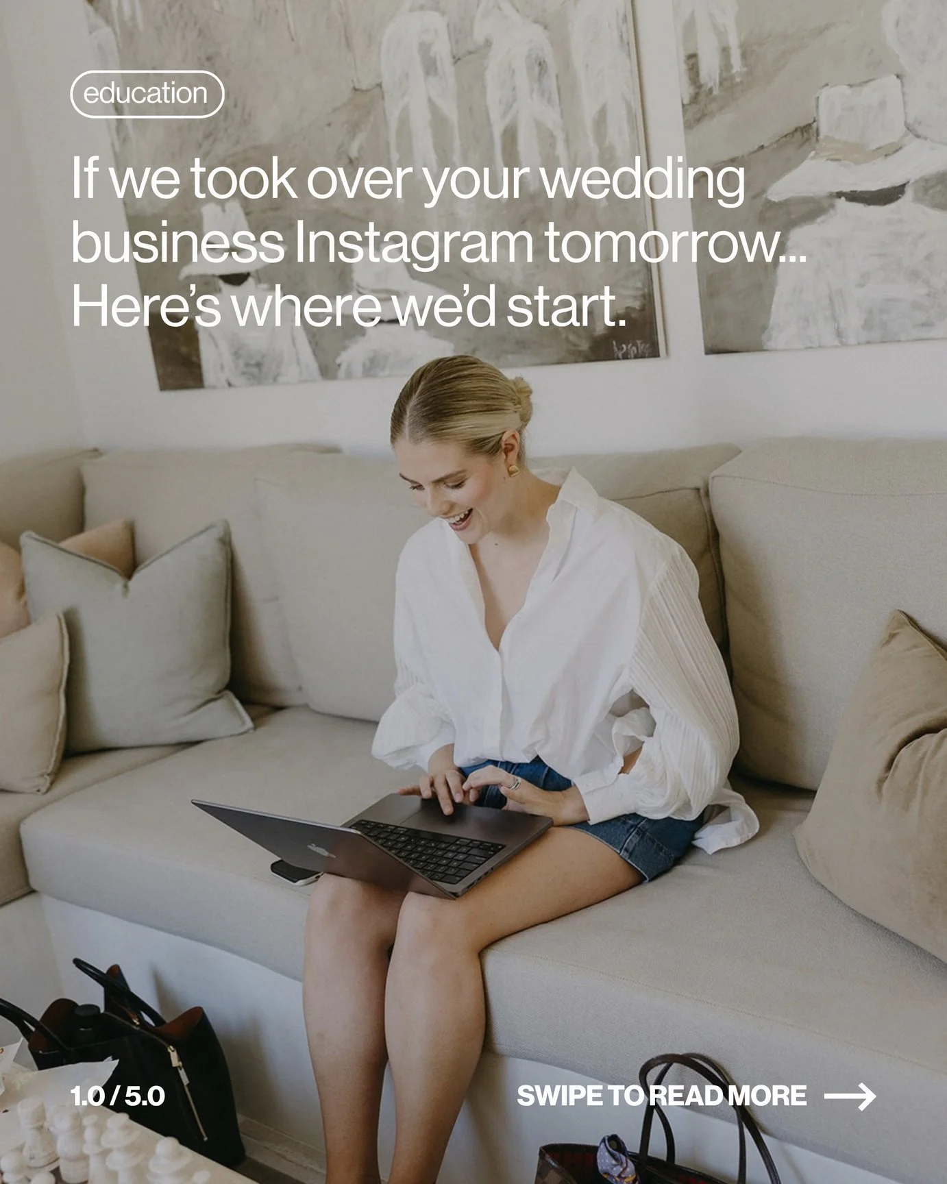 If we took over your wedding business Instagram tomorrow, we wouldn&rsquo;t start by opening Canva.

We would start by looking at the bigger picture.

Is your positioning clear?
Are your content pillars working together?
Does your profile make it eas