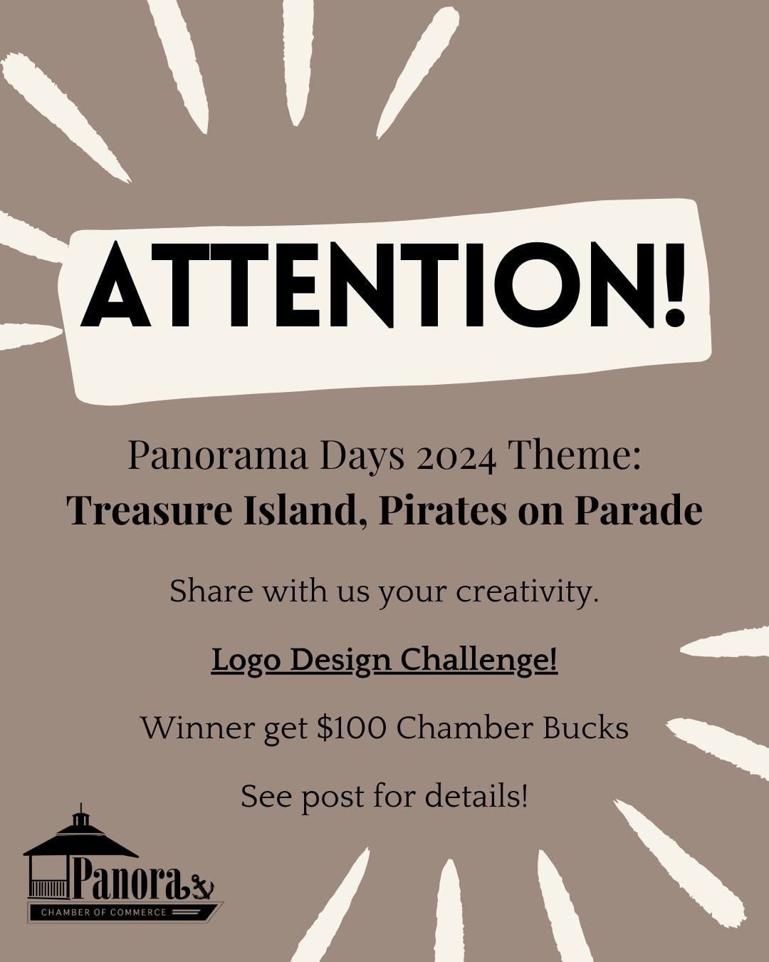 Ahoy there, creative minds of our amazing community! 🏴&zwj;☠️✨ 

Get ready to set sail on a thrilling adventure as this year's Panorama Days takes you on a journey to &quot;Treasure Island, Pirates on Parade&quot;!

We are wanting your input and cre