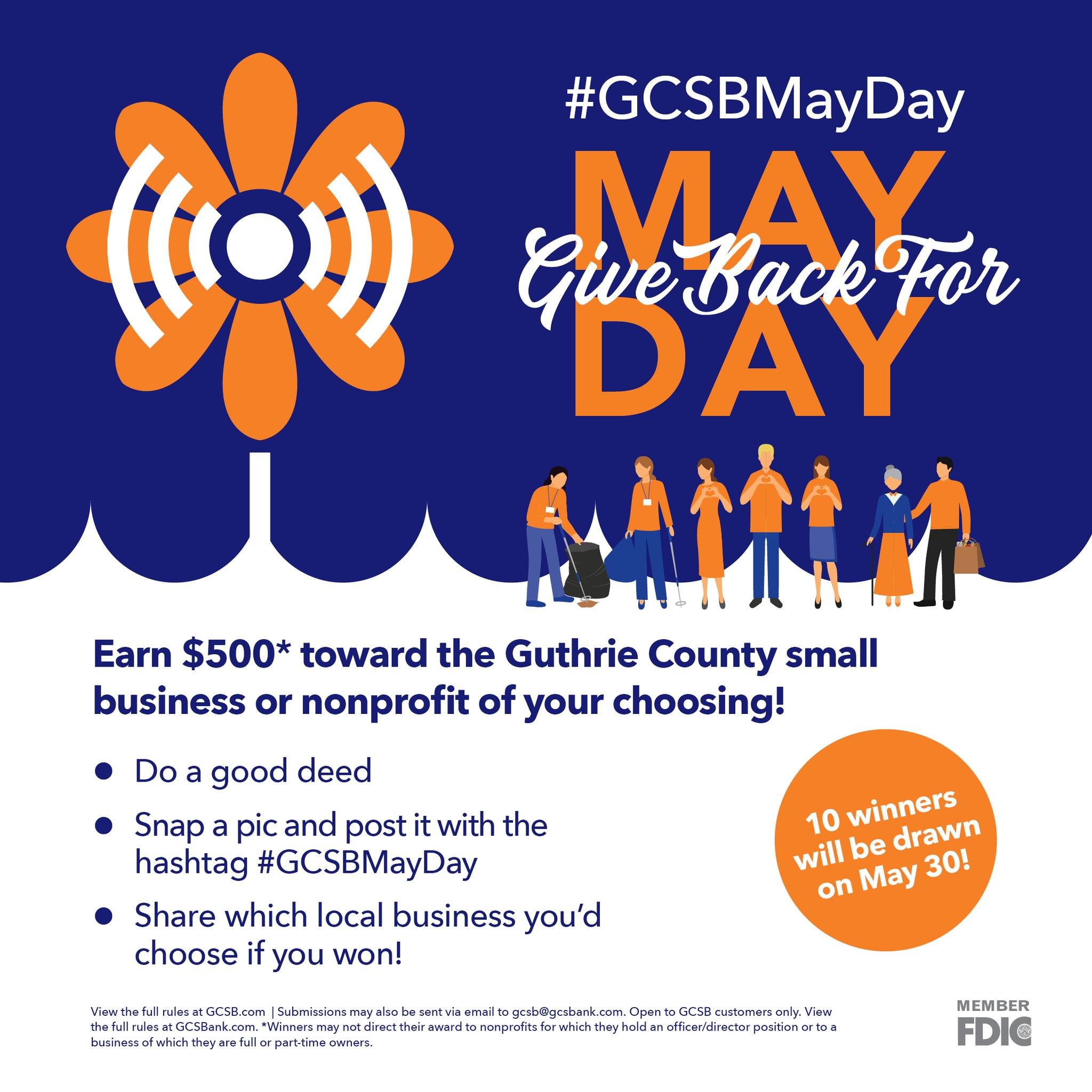 Guthrie County State Bank is spreading kindness via good deeds!

Your kind act could earn $500 toward a Guthrie County small business or nonprofit of your choosing! 

See details below! 

Spread kindness!

#GCSBMayDay