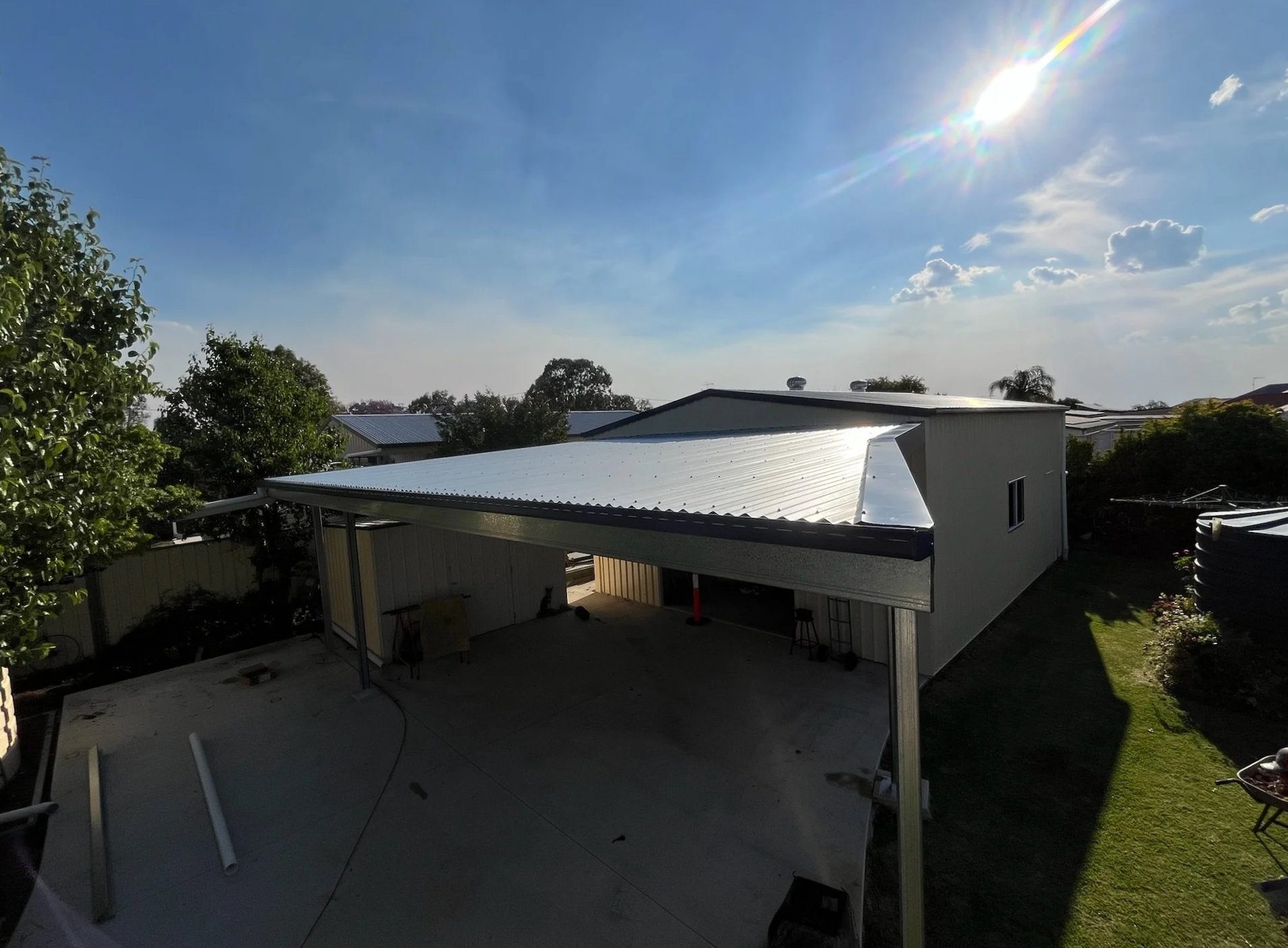 colorbond carport shed flyover