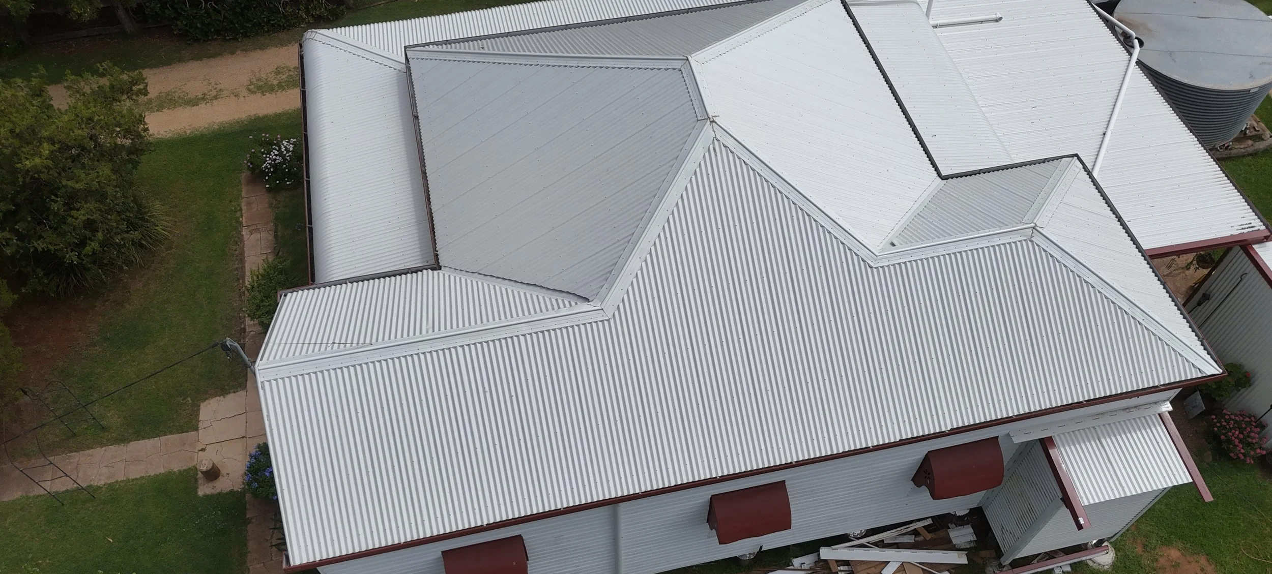Colorbond metal roofing installation on residential building