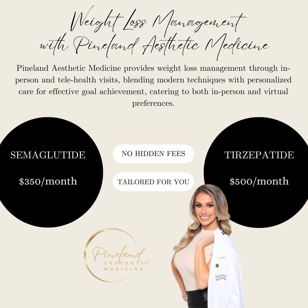 At Pineland Aesthetic Medicine, we harmonize timeless elegance with modern convenience, providing bespoke weight loss management solutions through both in-person consultations and the utmost convenience of tele-health visits.

 Our distinguished appr