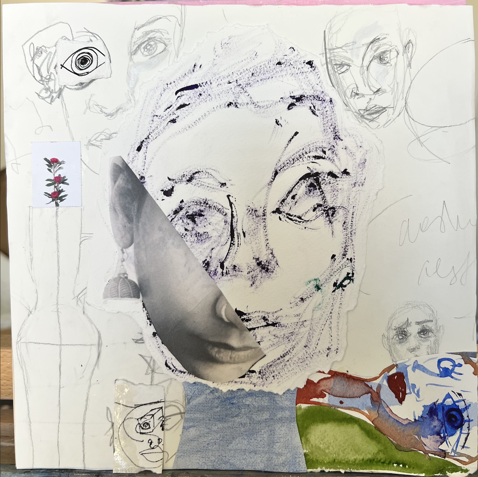 "you must trust the tarot reader", 2025 (SOLD) |
10x10 in |
mixed media collage on wood panel