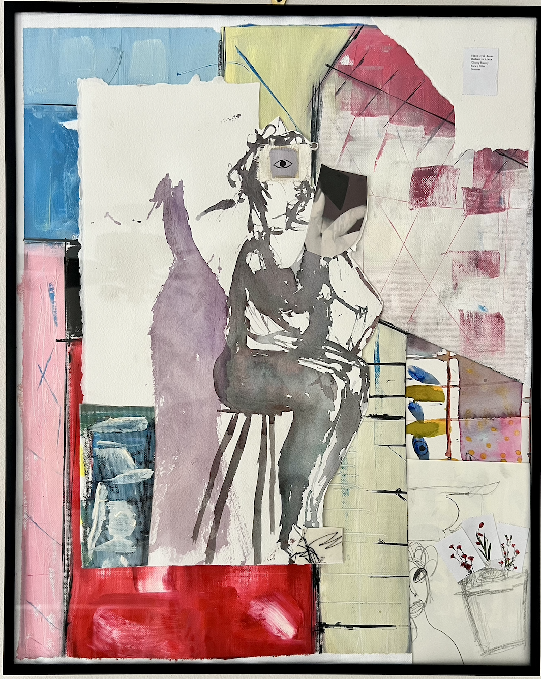 "judgment at the limbic beach", 2025 |
16x20 in |
mixed media collage