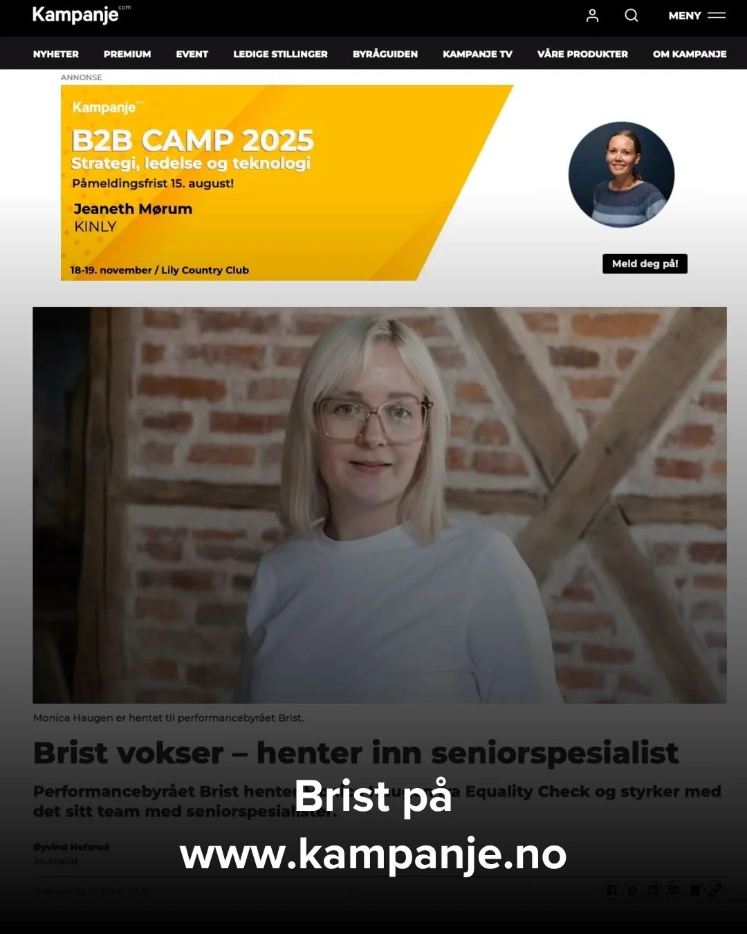 F&oslash;r sommeren kunne du lese om Brist sin ny ansettelse p&aring; www.Kampanje.no 🤩