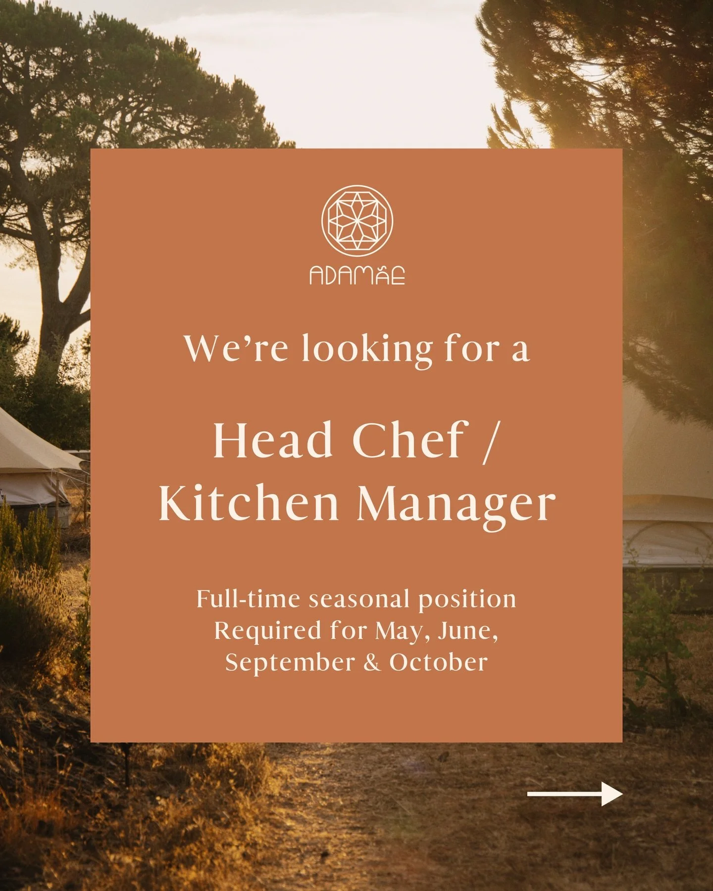 Adam&atilde;e is looking for a Chef with experience in kitchen management and working with groups of up to 30 people. This is a seasonal position.

If you&rsquo;re interested, please reach out to us at&nbsp;info@adamae.pt

#adamaeportugal #retreatcen