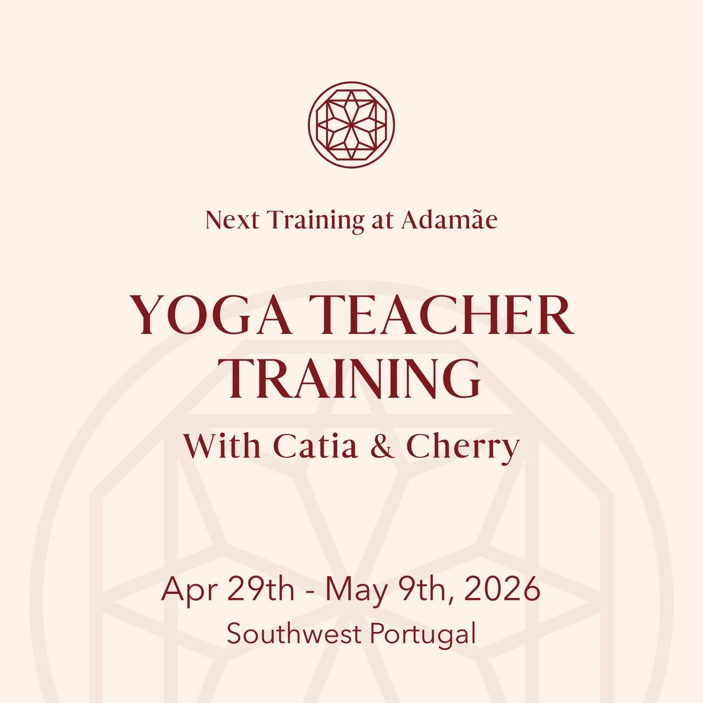 We are very excited to announce that we will start our 2026 season with the Second Edition of the Ashtanga&ndash;Vinyasa Yoga Teacher Training with Catia &amp; Cherry this April/May. We can&rsquo;t wait to have you back!!!

This is not a rehearsal, i