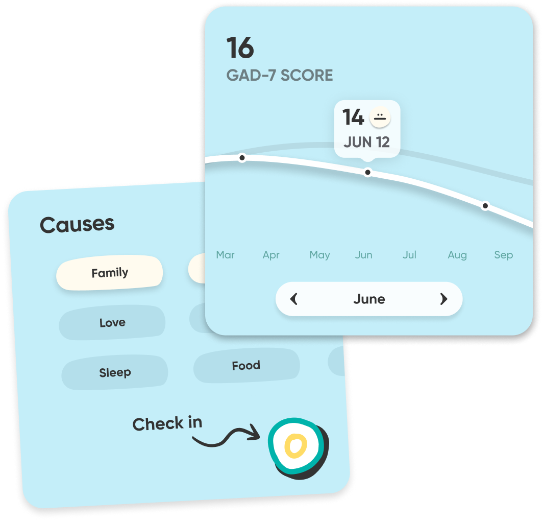 Offload therapy tools GAD 7 and mood check in