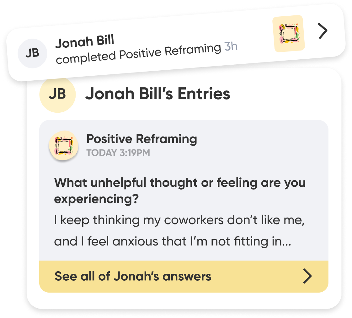 See your clients entries in Offload therapy tools