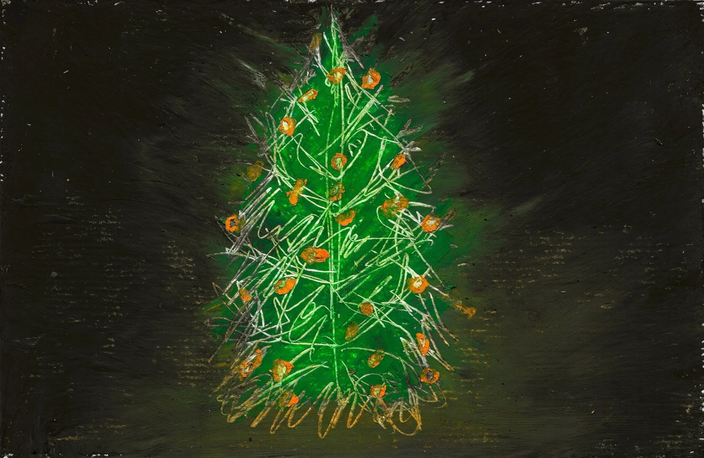 Decembernatt (2024). Oljepastell på papper, ca 17x12 cm