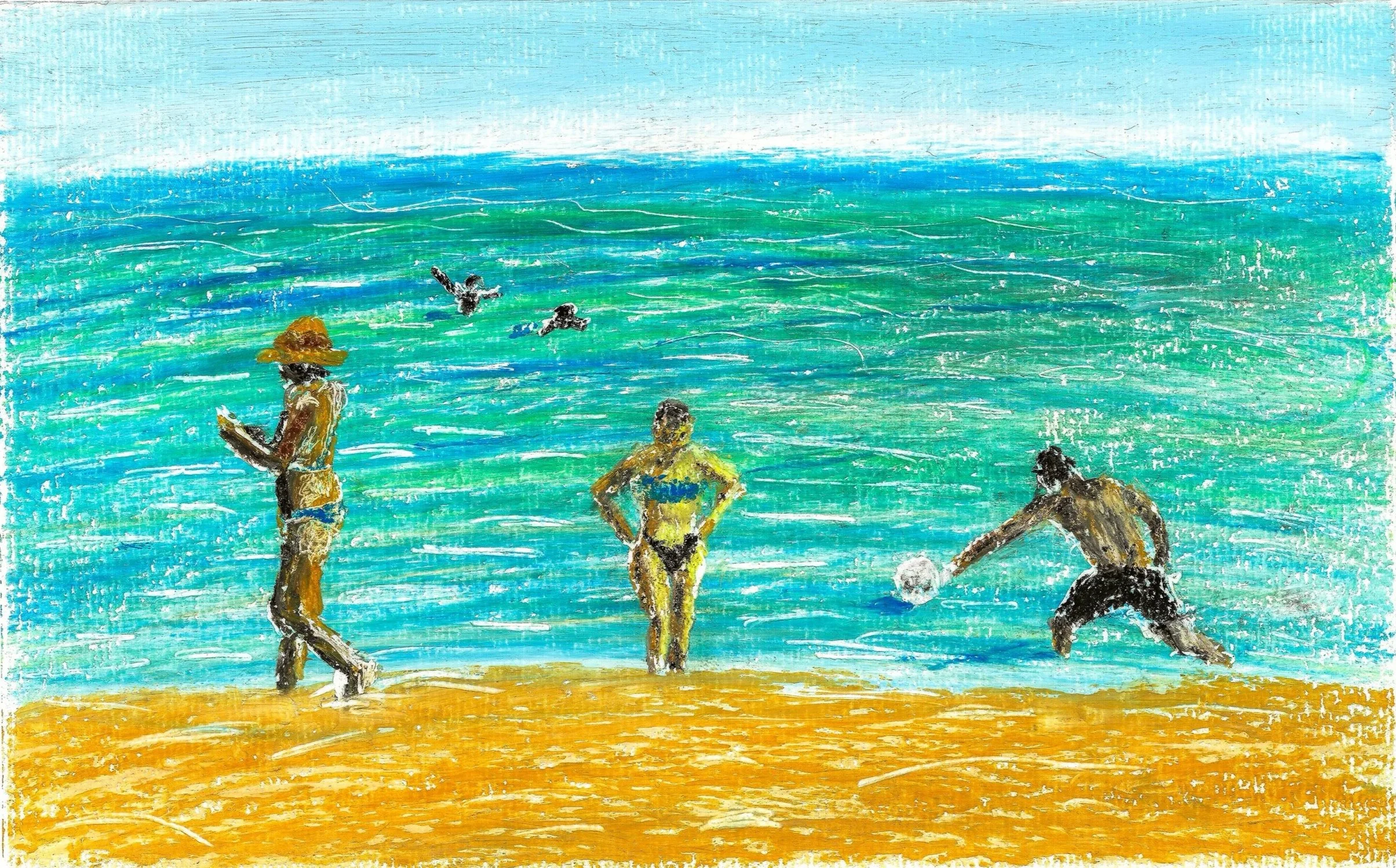 Adriatiskt dopp (2024). Oljepastell på papper, ca 17x12 cm