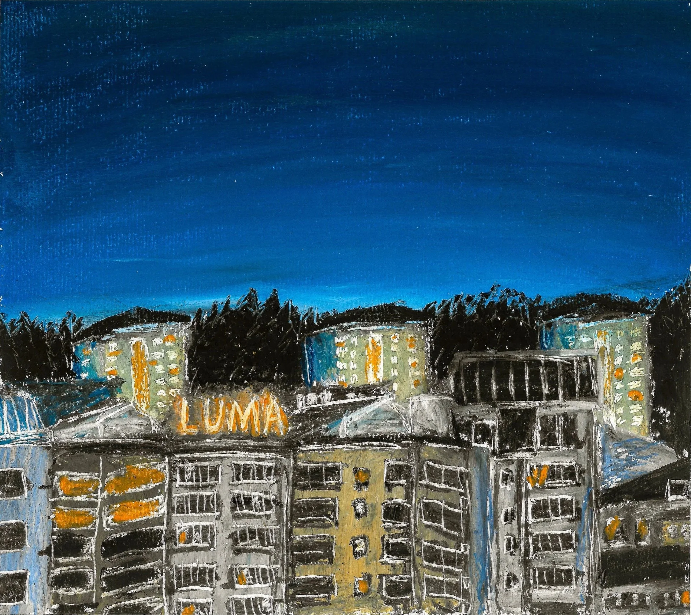 Luma (2025). Oljepastell på papper, 19x17 cm
